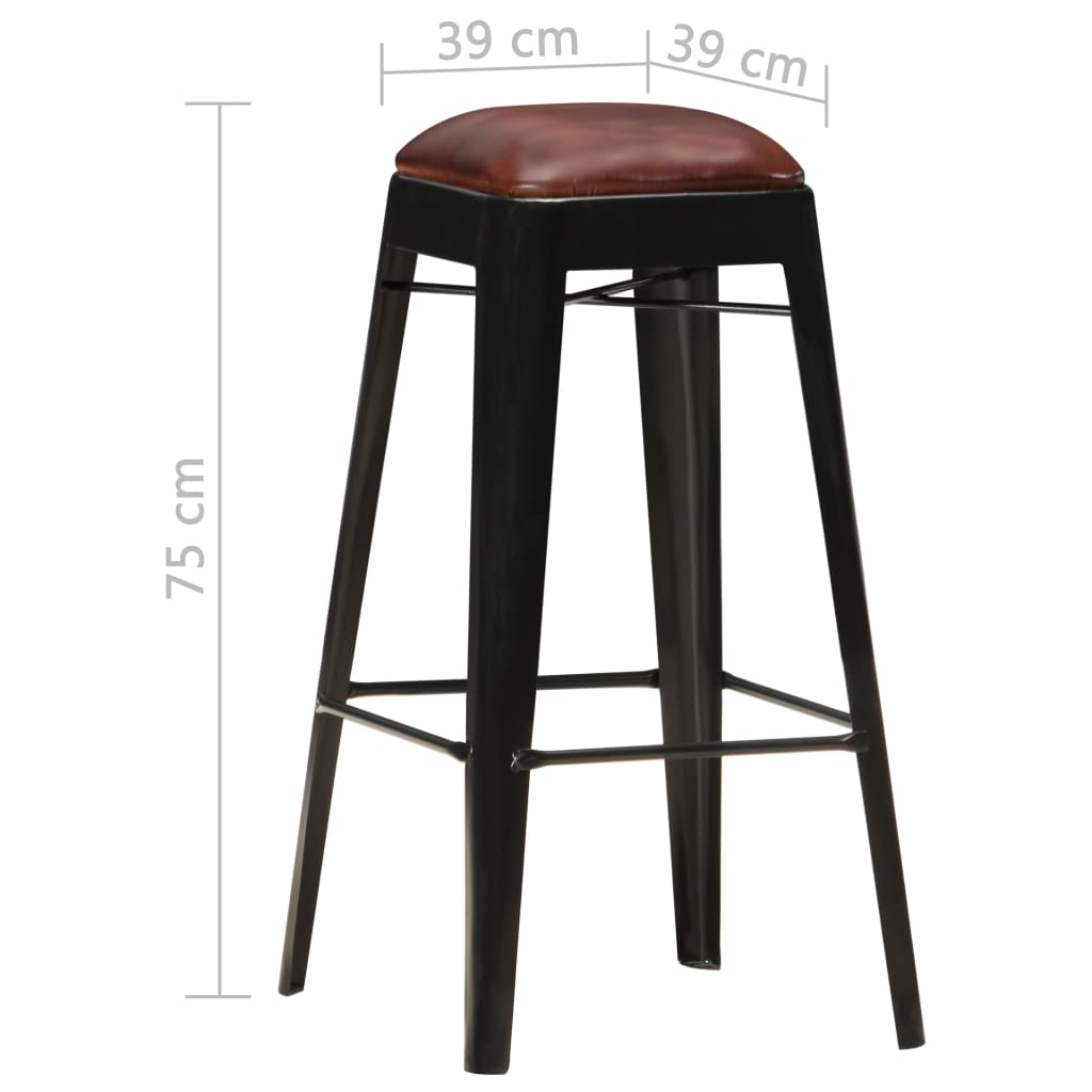 Barhocker 4 Stk. Schwarz Echtleder