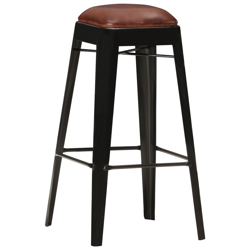 Barhocker 4 Stk. Schwarz Echtleder