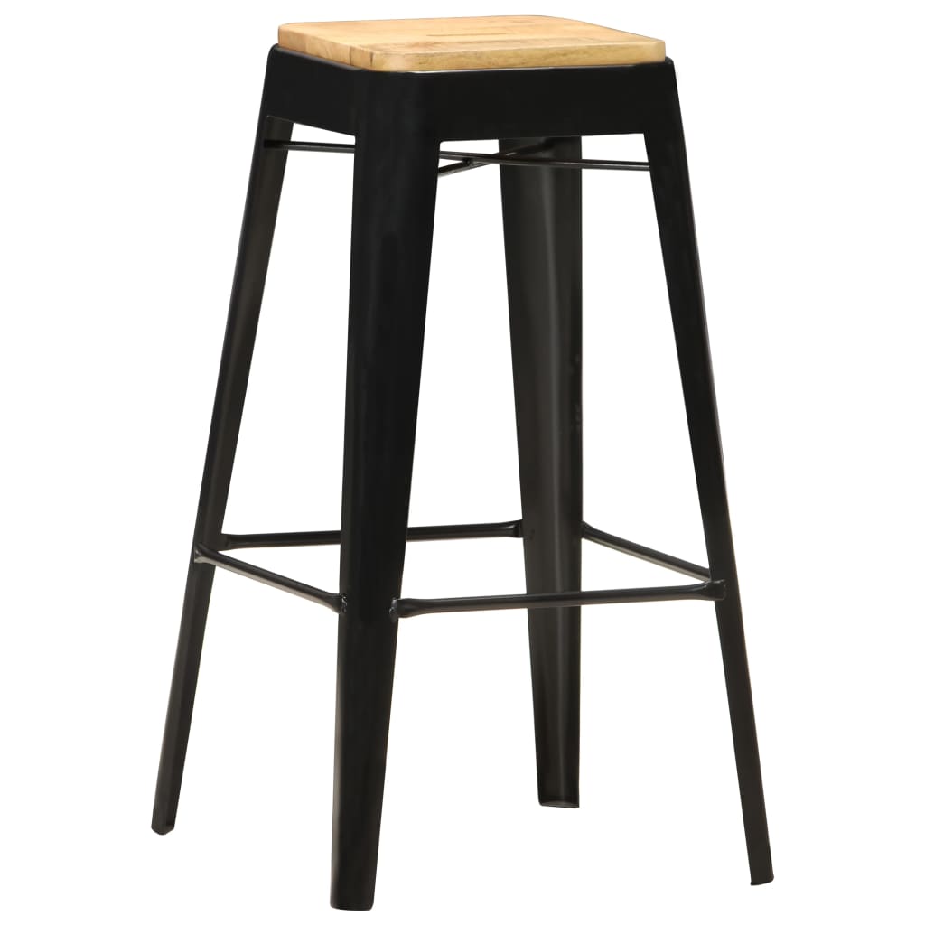 Barhocker 2 Stk. Schwarz Mango Massivholz