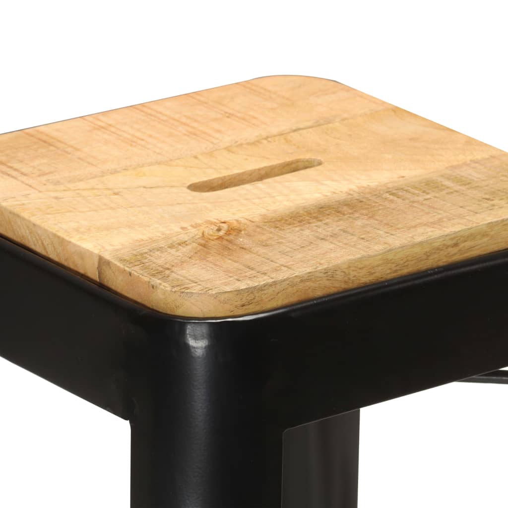 Barhocker 2 Stk. Schwarz Mango Massivholz