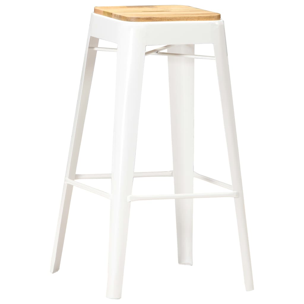 Barhocker 2 Stk. Weiß Mango Massivholz