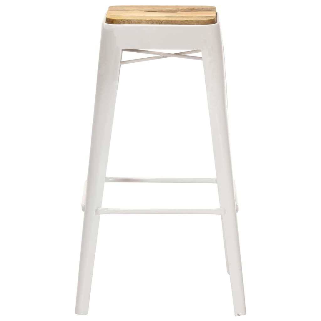Barhocker 2 Stk. Weiß Mango Massivholz