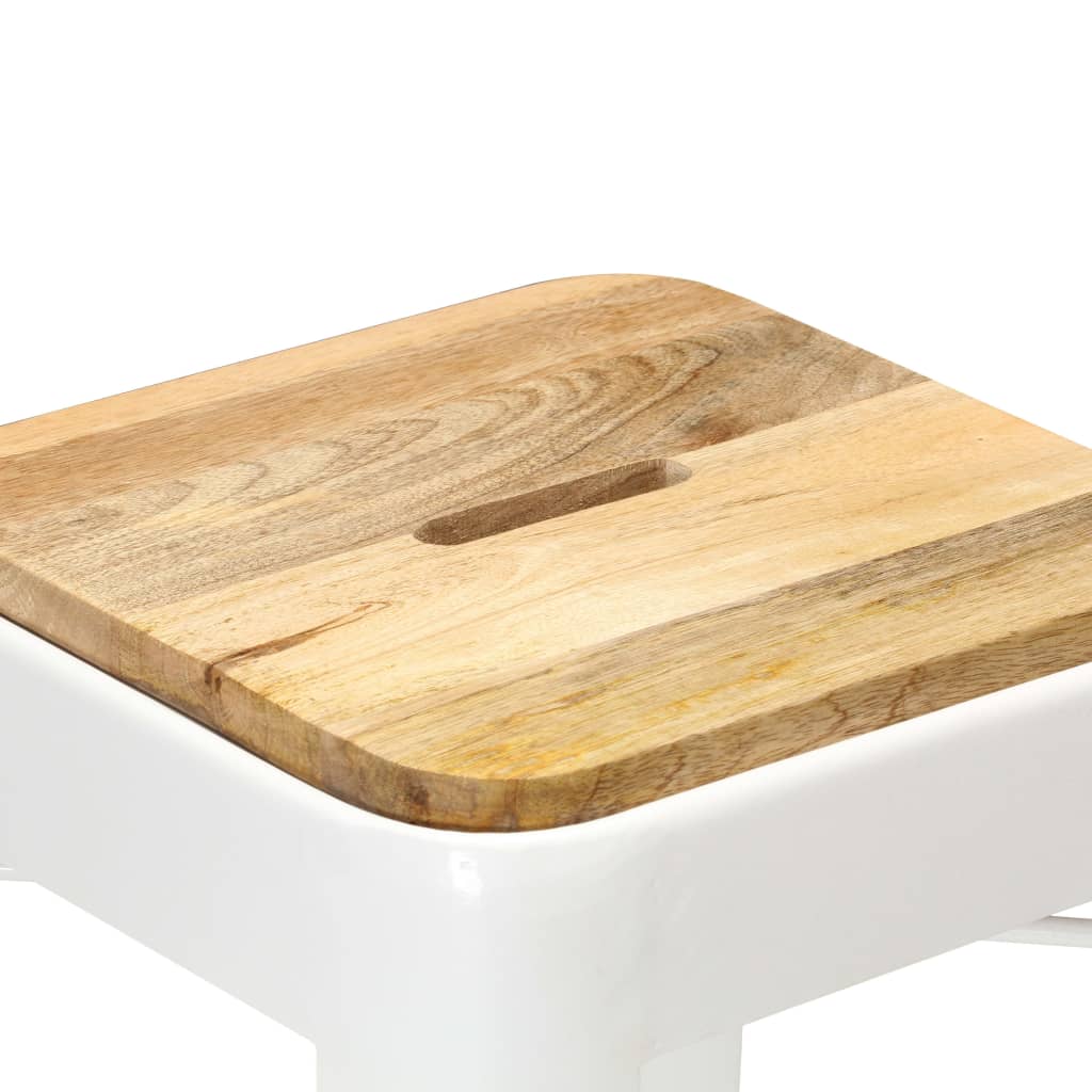 Barhocker 2 Stk. Weiß Mango Massivholz