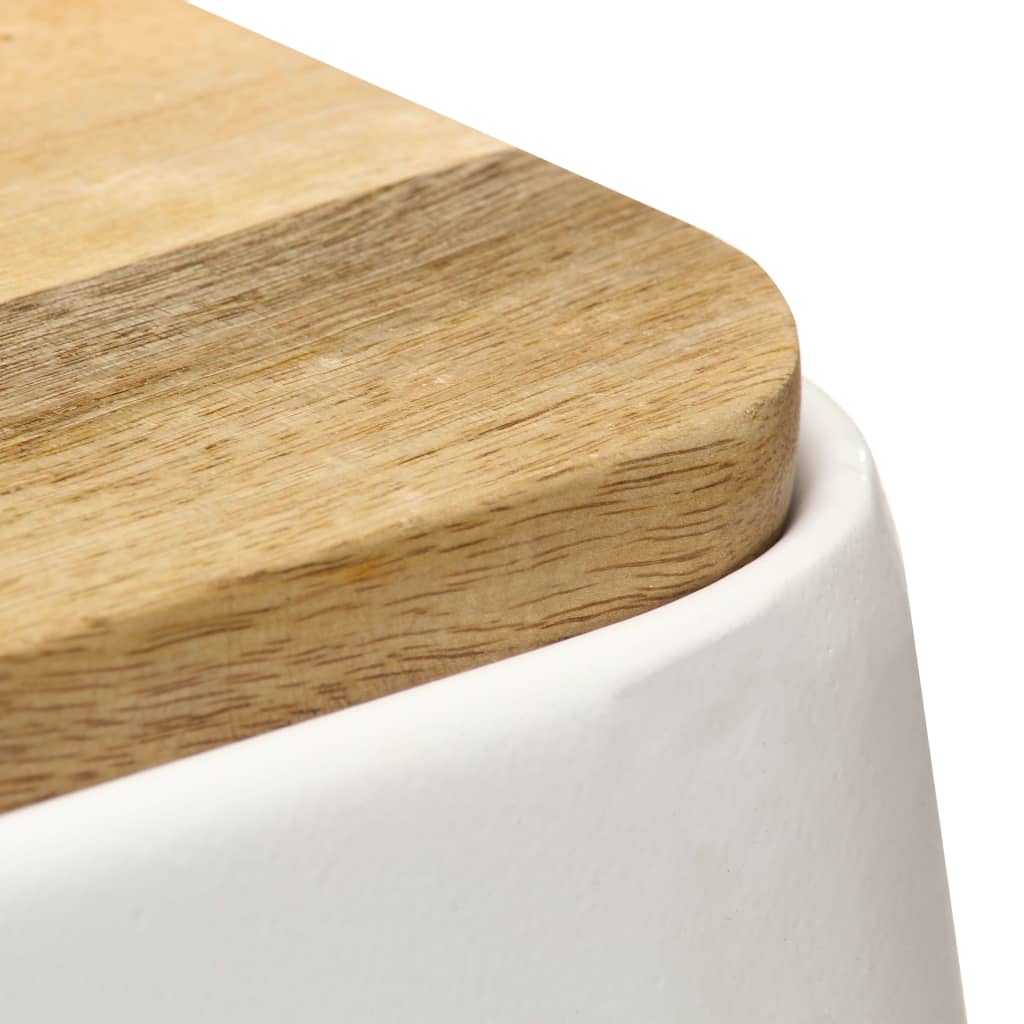 Barhocker 2 Stk. Weiß Mango Massivholz