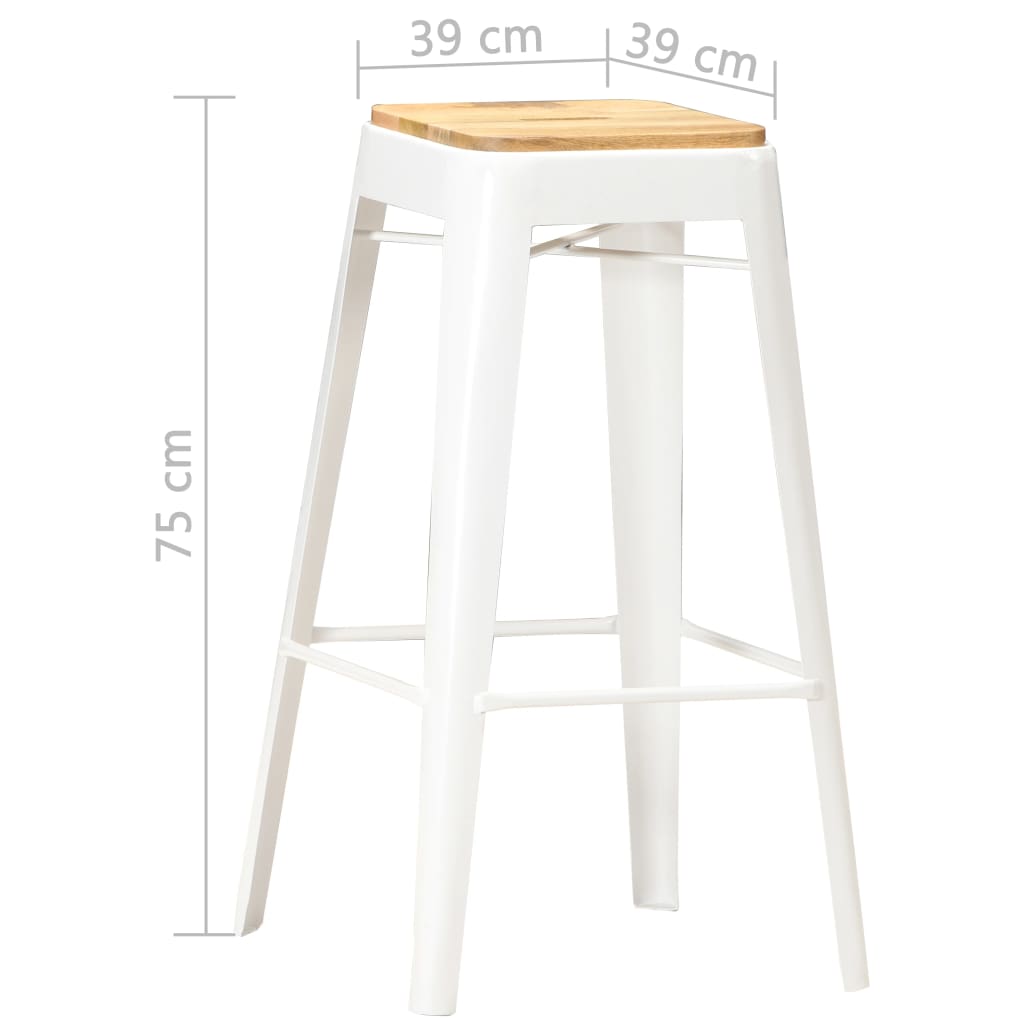 Barhocker 2 Stk. Weiß Mango Massivholz