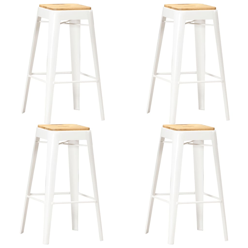 Barhocker 4 Stk. Weiß Mango Massivholz