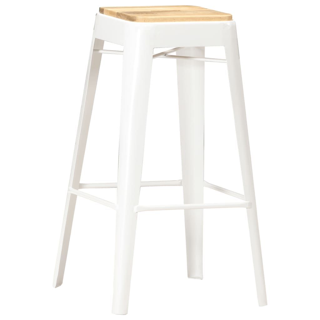 Barhocker 4 Stk. Weiß Mango Massivholz