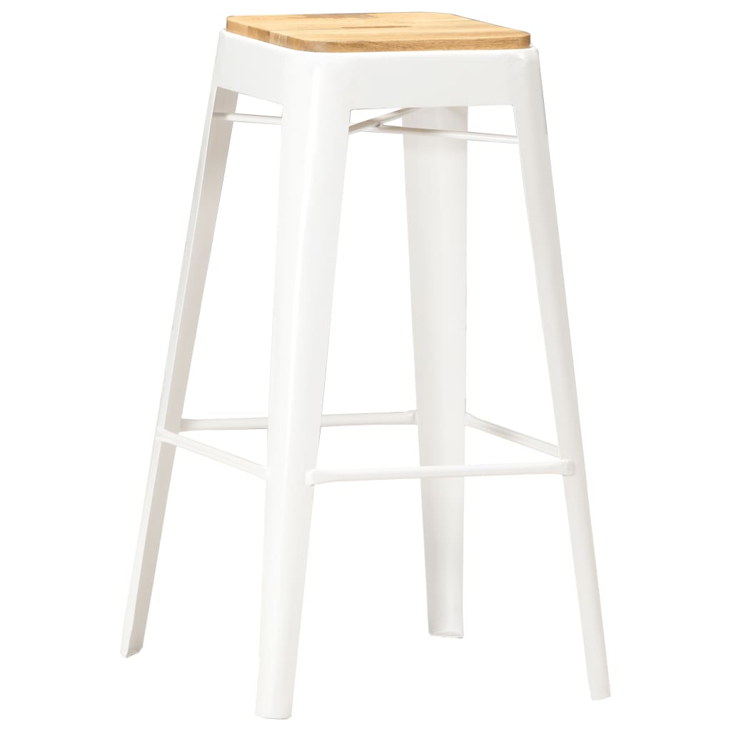 Barhocker 4 Stk. Weiß Mango Massivholz