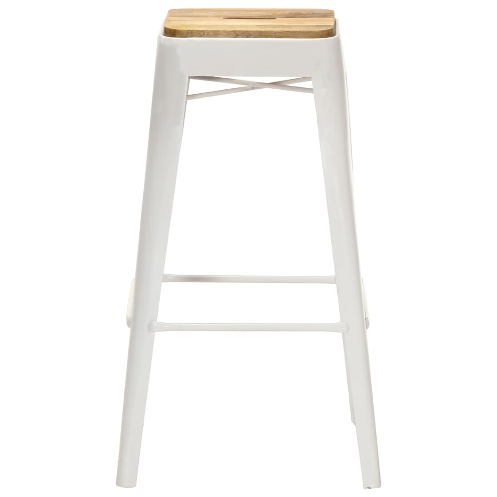 Barhocker 4 Stk. Weiß Mango Massivholz