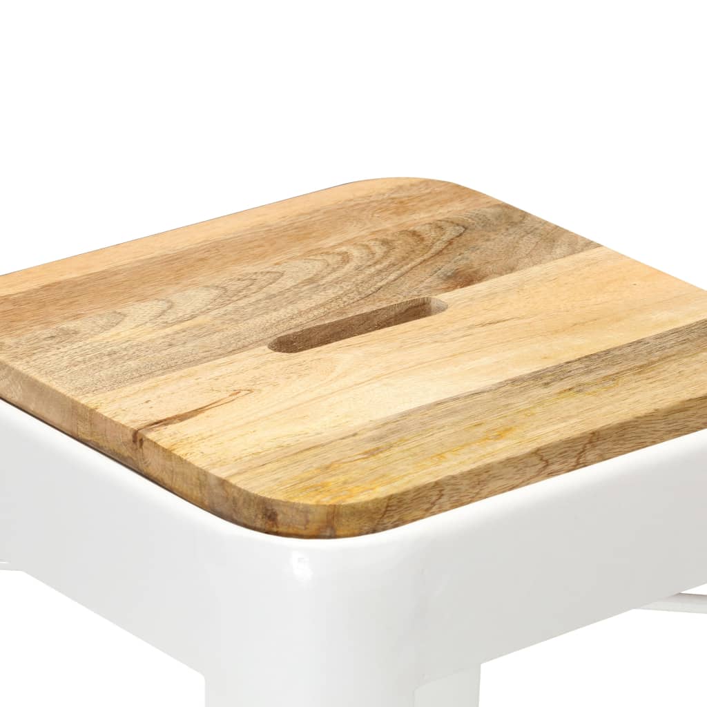 Barhocker 4 Stk. Weiß Mango Massivholz