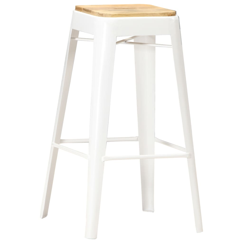 Barhocker 4 Stk. Weiß Mango Massivholz