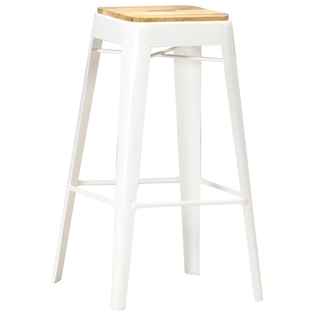 Barhocker 4 Stk. Weiß Mango Massivholz