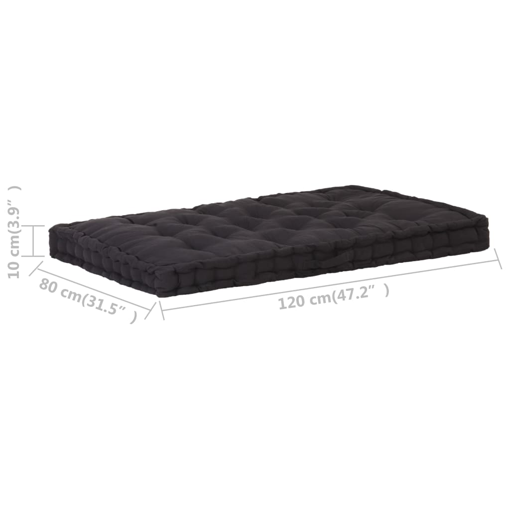 Palettenkissen Baumwolle 120×80×10 cm Schwarz