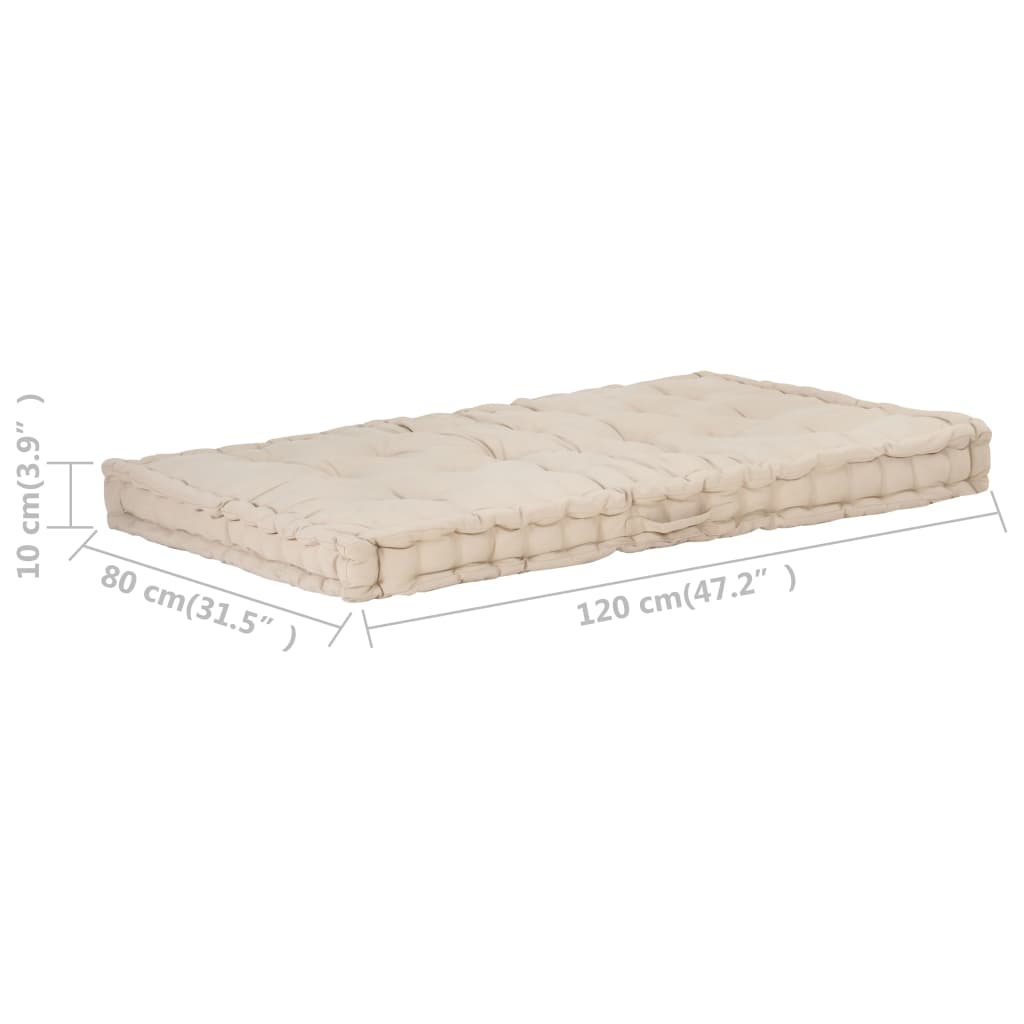 Palettenkissen Baumwolle 120×80×10 cm Beige