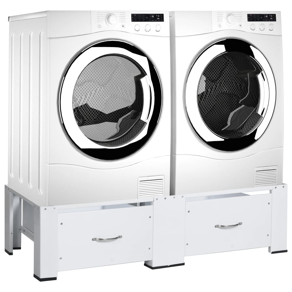 Untergestell für Wasch- und Trockenmaschine mit Schubladen Weiß