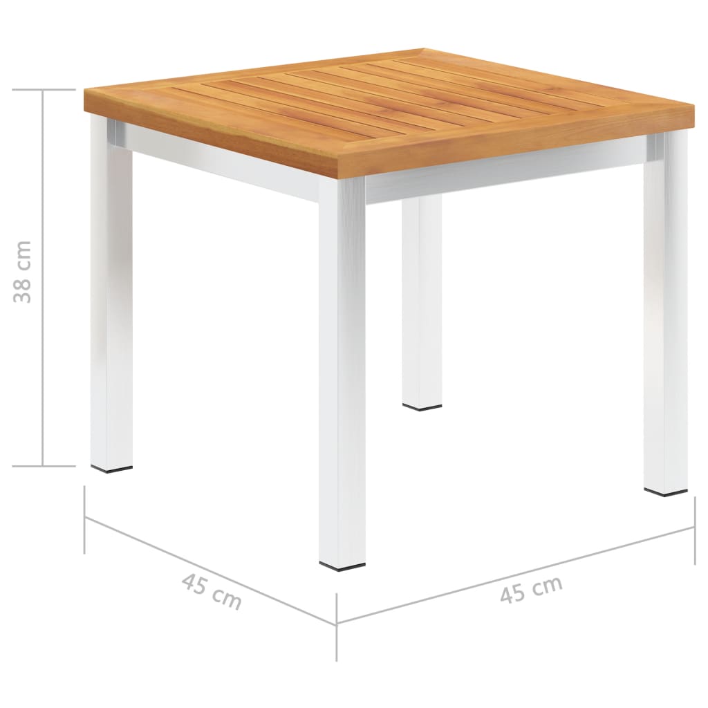 Garten-Beistelltisch 45x45x38 cm Massivholz Akazie Edelstahl