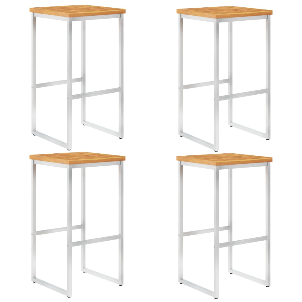 Barhocker 4 Stk. Massivholz Akazie und Edelstahl