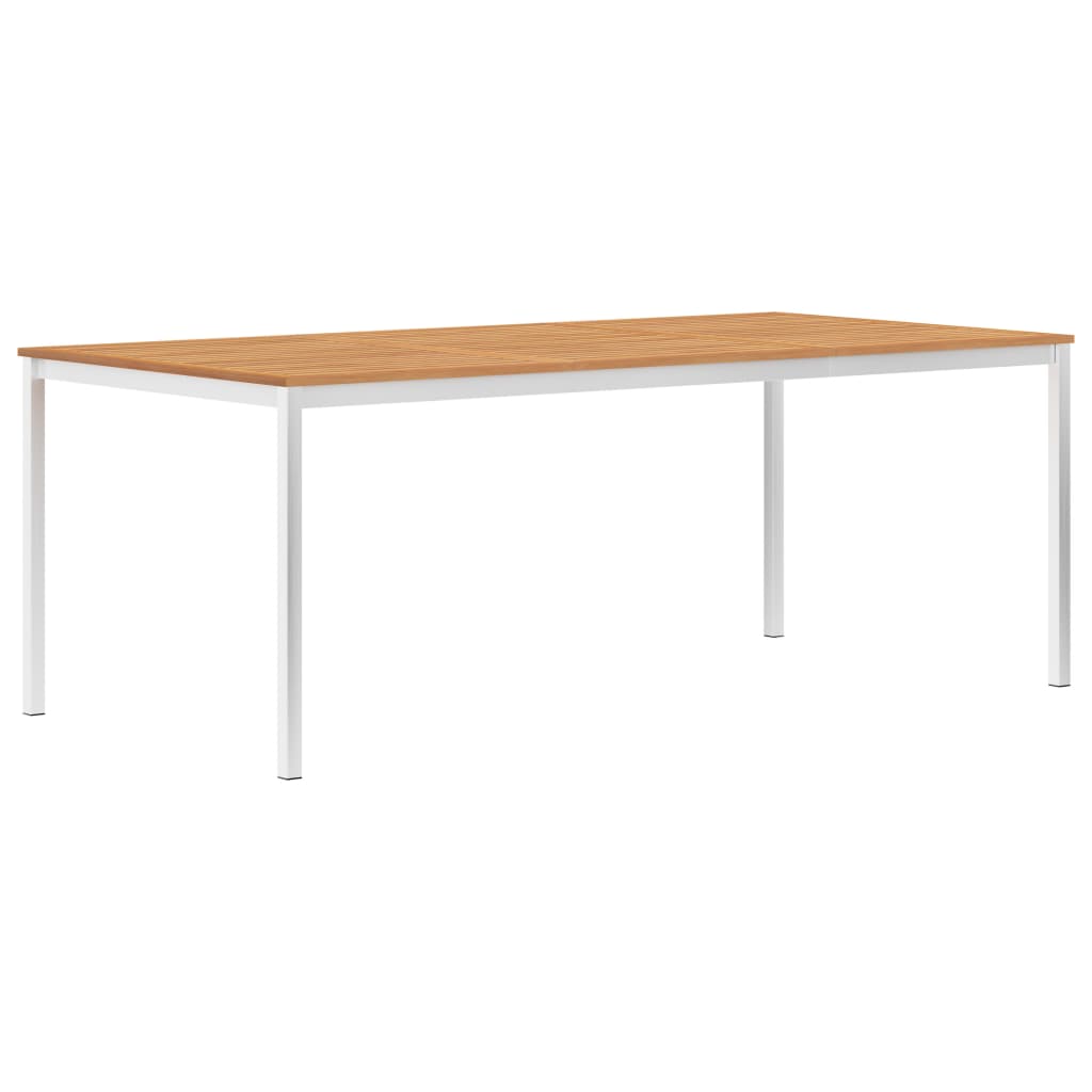 Garten-Esstisch 200 x 100 x 75 cm Massivholz Teak und Edelstahl