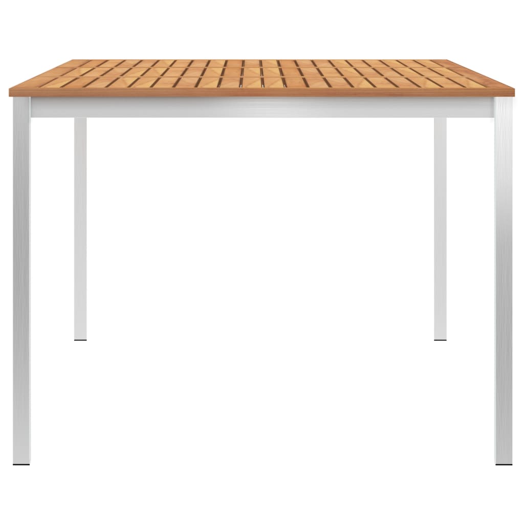 Garten-Esstisch 200 x 100 x 75 cm Massivholz Teak und Edelstahl