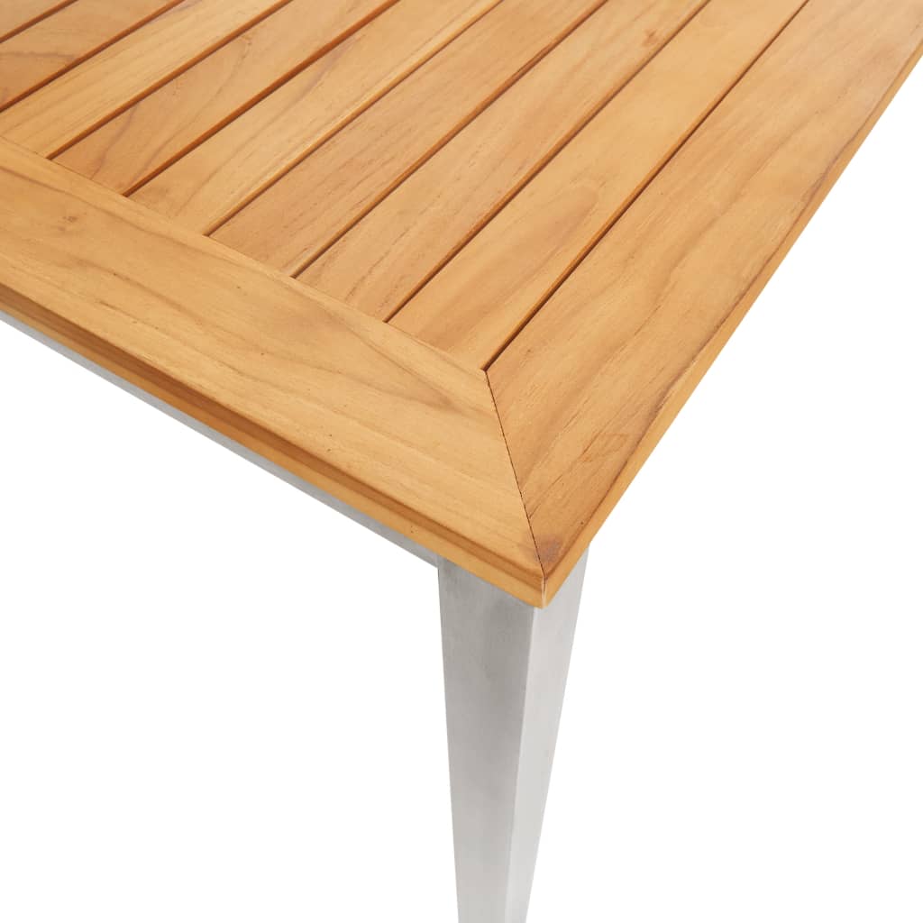 Garten-Esstisch 200 x 100 x 75 cm Massivholz Teak und Edelstahl