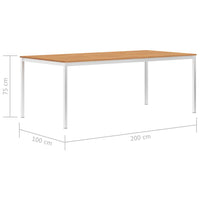 Thumbnail for Garten-Esstisch 200 x 100 x 75 cm Massivholz Teak und Edelstahl