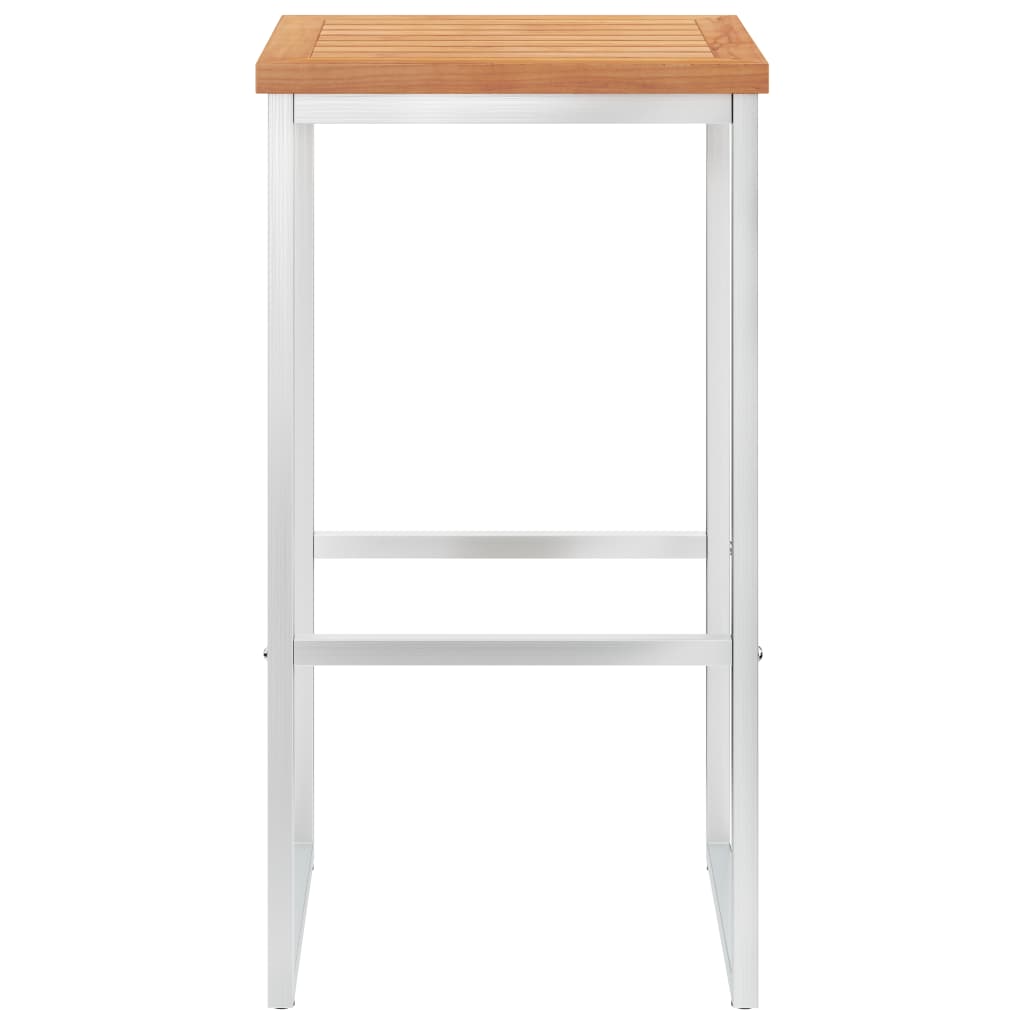 Barhocker 2 Stk. Massivholz Teak und Edelstahl