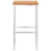 Thumbnail for Barhocker 2 Stk. Massivholz Teak und Edelstahl