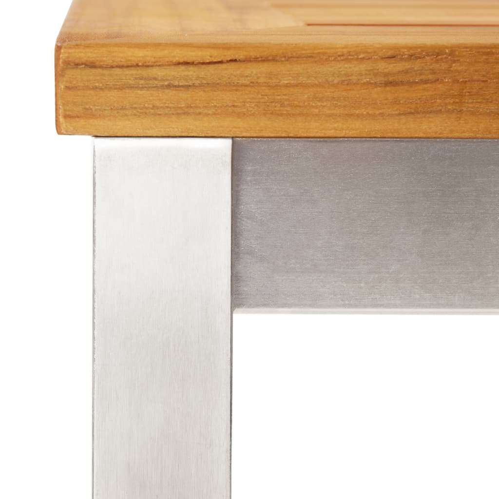 Barhocker 2 Stk. Massivholz Teak und Edelstahl