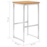 Thumbnail for Barhocker 2 Stk. Massivholz Teak und Edelstahl