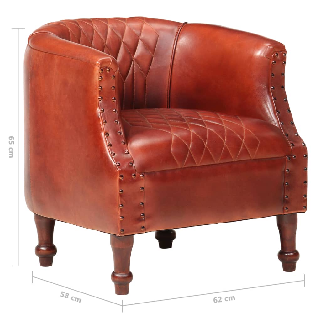 Sessel Braun 62 x 58 x 65 cm Echtleder