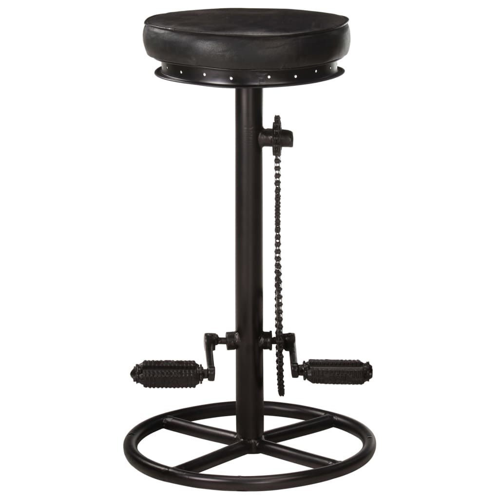 Barhocker 2 Stk. Schwarz Echtes Ziegenleder