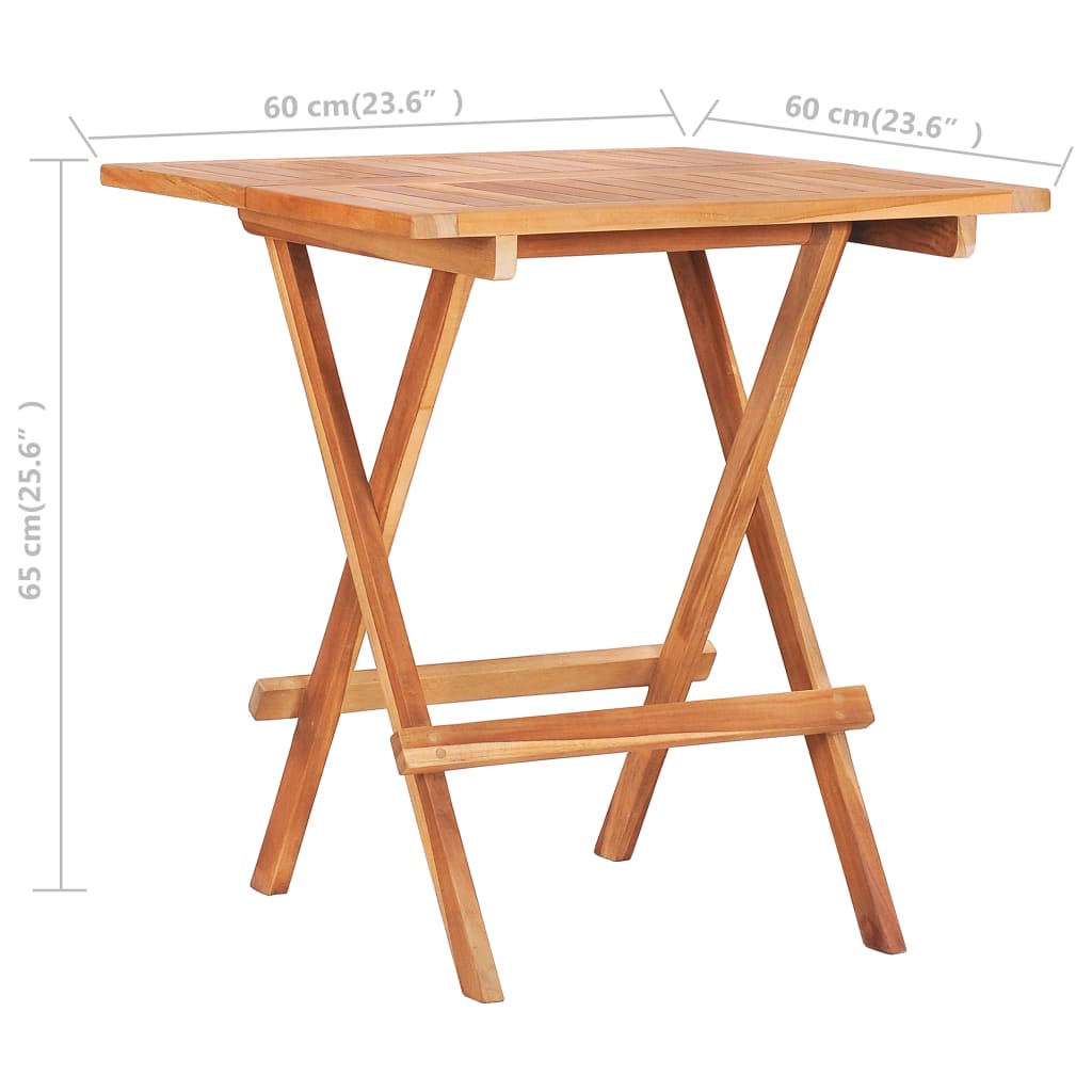 Klappbarer Bistrotisch 60 x 60 x 65 cm Teak Massiv