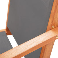 Thumbnail for Gartenstuhl mit Fußablage Grau Eukalyptus Massivholz Textilene