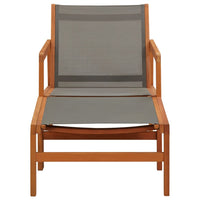Thumbnail for Gartenstuhl mit Fußablage Grau Eukalyptus Massivholz Textilene