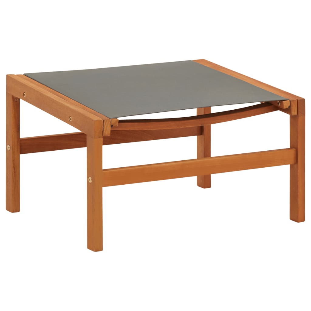 Gartenstuhl mit Fußablage Grau Eukalyptus Massivholz Textilene