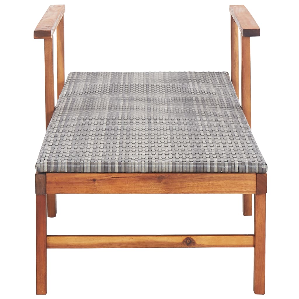 Sonnenliege Poly Rattan und Akazie Massivholz Grau
