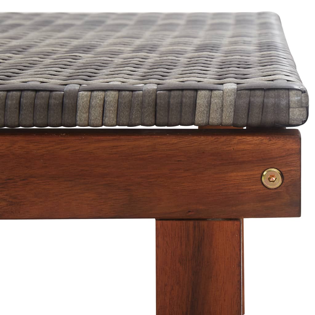 Sonnenliege Poly Rattan und Akazie Massivholz Grau