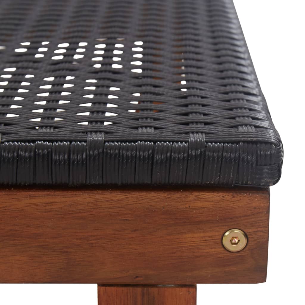 Sonnenliege Poly Rattan und Akazie Massivholz Schwarz