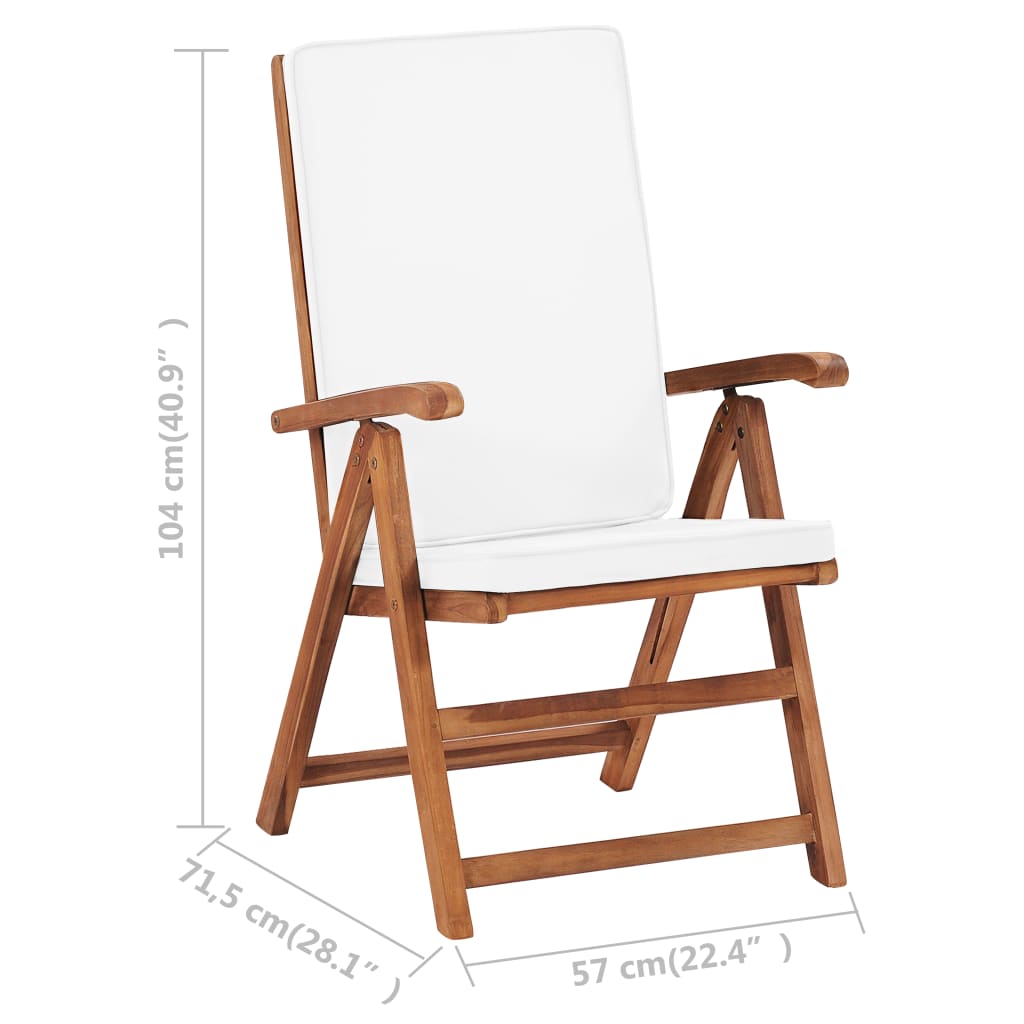 Garten-Liegestühle 2 Stk. mit Auflagen Massivholz Teak