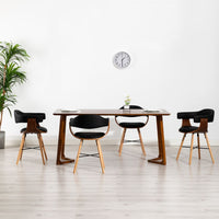 Thumbnail for Esszimmerstühle 4 Stk. Schwarz Kunstleder und Bugholz