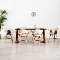 Thumbnail for Esszimmerstühle 6 Stk. Cremeweiß Kunstleder und Bugholz