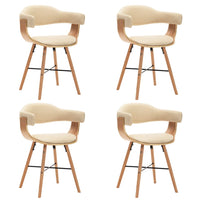 Thumbnail for Esszimmerstühle 4 Stk. Cremeweiß Kunstleder und Bugholz