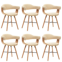 Thumbnail for Esszimmerstühle 6 Stk. Cremeweiß Kunstleder und Bugholz