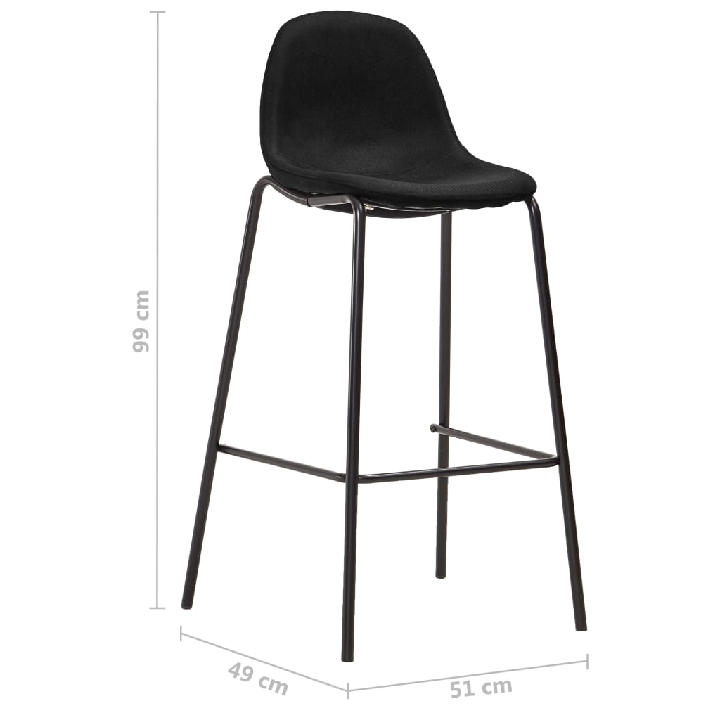 Barhocker 6 Stk. Schwarz Stoff