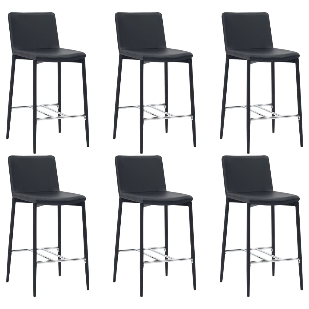 Barhocker 6 Stk. Schwarz Kunstleder