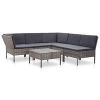 Thumbnail for 6-tlg. Garten-Lounge-Set mit Auflagen Poly Rattan Grau