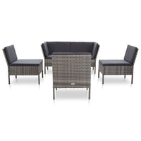 Thumbnail for 6-tlg. Garten-Lounge-Set mit Auflagen Poly Rattan Grau