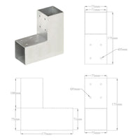Thumbnail for Pfostenverbinder 4 Stk. L-Form Verzinktes Metall 71 x 71 mm