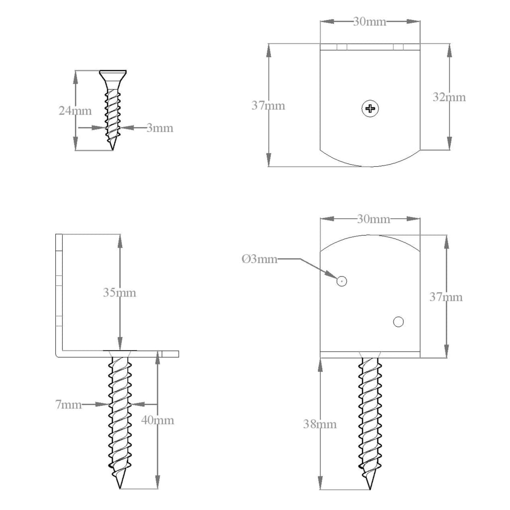 Flechtzaunhalter 4 Stk. L-Form Verzinktes Metall