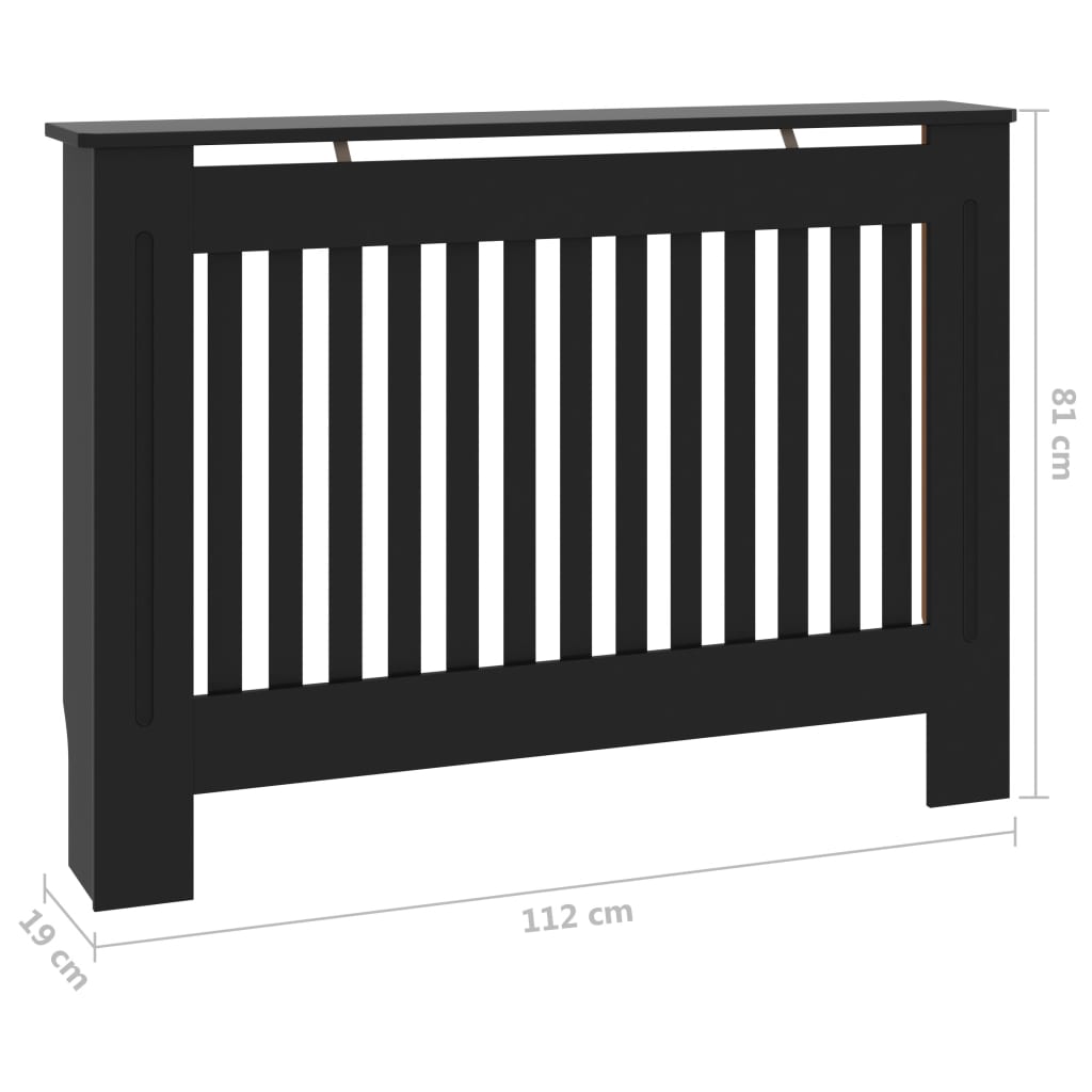 Heizkörperverkleidung Schwarz 112 x 19 x 81 cm MDF